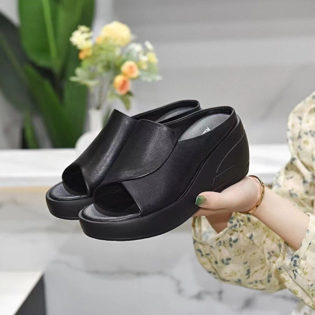 Sandales confort en cuir véritable d'été